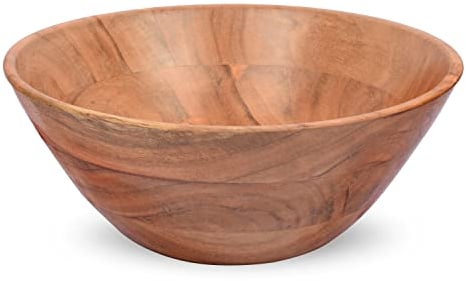 Samhita Acacia Wood Fruit Bowl for Fruits or Salads,Serving Dish Looks Absolute Beautiful with Your Kitchen (25.4cm x 25.4cm x 10.16cm)