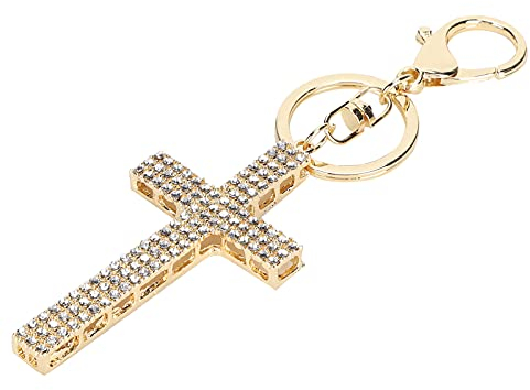 Croix Porte-clés, Pendentif Sac Chaîne Clé Diamant Alliage Zinc, Porte-clés Religieux pour Cadeau ou Décoration