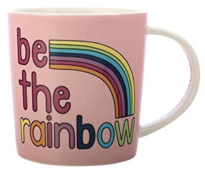 Maxwell & Williams DX1072 Kaffee-Tasse 380 ml – Serie Be Kind – Porzellan mit Regenbogen-Motiv bunt, in Geschenkbox