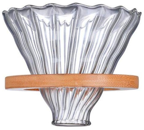 Glass Coffee Dripper/Filter - Glass Pour Over Coffee Cone with Bamboo Stand, Drip Coffee Maker Funnel Accessories for Home or Office, 1-4 Cups