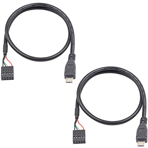 Duttek Micro USB to USB Header Dupont Cable, Micro USB Male to 9 Pin Female USB Header PCB Motherboard Dupont USB Extension Connector Cable 50CM/1.64FT (2-Pack)