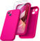 ORNARTO kompatibel mit iPhone 13 Hülle, mit 2 x Schutzfolie flüssigem Silikon Gel Ruber Case Rundumschutz stoßfeste Handyhülle für iPhone 13 Leuchtend Rosa