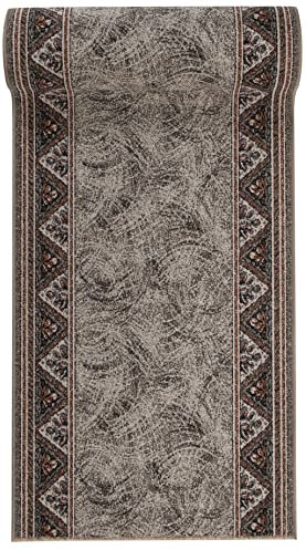 Mazovia rutschfest Teppich Läufer Flur - Klassisch Muster Teppichläufer - Kurzflor Flurläufer für Vorzimmer, Schlafzimmer, Küche - ÖKO-TEX Zertifiziert - Meterware Beige - 67 x 1300 cm
