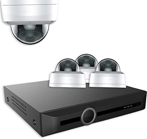 5CH 4K POE CCTV Camera System with AI Human Vehicle Detection, 4x 8MP Dome Security IP Cameras with Audio Recording, 100 ft Night Vision IP67 Waterproof, 2TB HDD, Plug and Play, Easy to install
