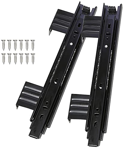SAGIDAR Teleskopschienen Schwerlast, 1 Paar Führungen Mit Kugellager, Schubladenführung 10 Zoll/12 Zoll, Seitliche Montag, 3-teiliges Schubladen Schiene, Für Schublade/Tastaturablage
