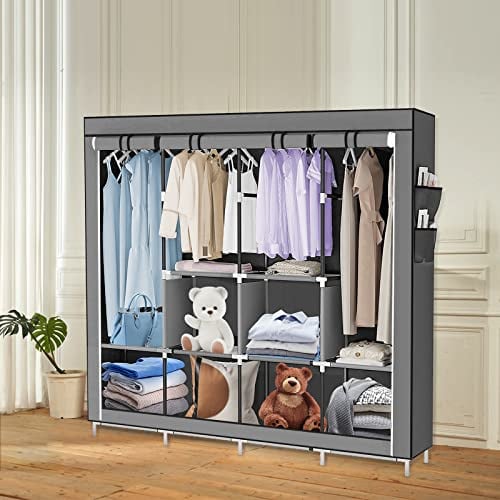 Armario de almacenamiento plegable, armario, armario, dormitorio, de tela no tejida, organizador de almacenamiento para dormitorio, vestidor, vestidor, textil de tela no tejida (170 x 45 x 108 cm),