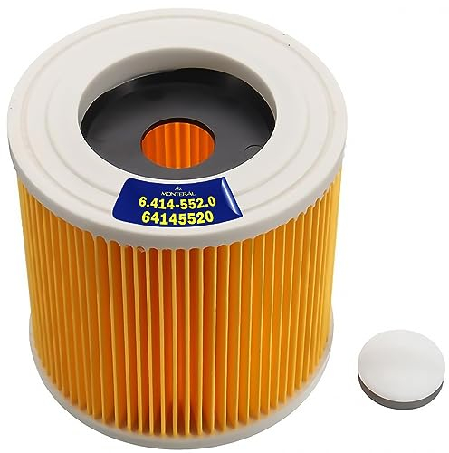 Filtro para Aspiradora - 6.414-552.0 64145520 para Kärcher - WD2 WD3 WD2200-3800 A20-22-25-26 SE 4001 SE 4002 - para Limpieza en Seco y en Húmedo - Garantía de 10 Años - MONTERAL