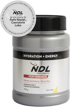 NDL Pro-Health Hydration energy - Bebida Isotónica de hidratación rápida con electrolitos en polvo y sales minerales para el deporte, reduce el cansancio y la fatiga, Lima-Limón, 20 dosis, 750g
