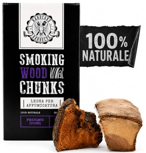 BBQ Chunk Pflaume – Plum – Hardore Grill – Holz zum Räuchern und Smoker BBQ – Holz zum Räuchern von Fleisch auf dem Grill – 100 % natürlich 1,5 kg