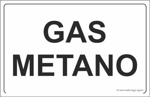 M-ITALY CARTELLO SEGNALETICO - GAS METANO SCRITTA - Adesivo Extra Resistente, Pannello in Forex, Pannello In Alluminio (15x10, Alluminio)