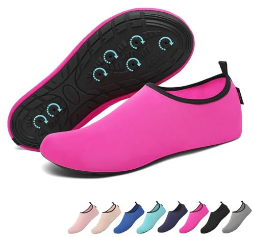 SAGUARO Scarpe da Scoglio Donna Uomo Scarpette Scoglio Scarpette Mare Scogli Antiscivolo Scarpe Mare Scoglio per Spiaggia Acqua Immersione Solido Rosso Rosa Gr.42/43