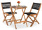 Balkon-Set, Bistrotisch mit 2 Stühlen, 3-TLG. Akazie Natur geölt, Rope, kompaktes Terrassen- und Gartenmöbel-Set, Tisch 60 cm Durchmesser, für 2 Personen, Lanzarote, in Schwarz
