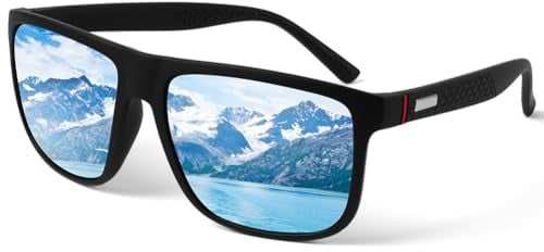 AUYAO Polarisierte Sonnenbrille Klassisch Vintage Reisebrille Herren Damen Leicht Brille mit UV 400 Schutz Mode Elegant Sunglasses Sonnenbrille zum Golf Angeln Sport Fahren Outdoor-Sportarten(Eisblau)