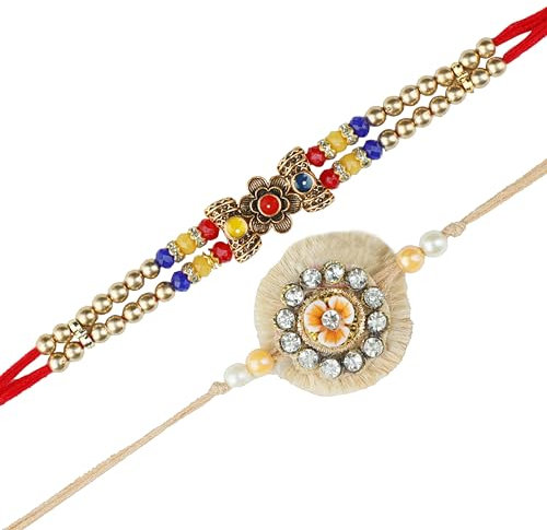 Set of 2 Rakhi for Brother Rakhi Thread for Bhai Bhabhi Bhaiya and Bhatiji veera Raksha Bandhan Rakhi Set Dora Bracelet Kalwa with gift Pack for Brother Sister Indian Traditional Festival