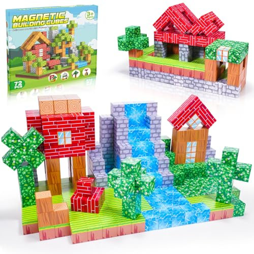 JoltJive Magnetische Bausteine, Baue Mine Magnet Welt Set, Magnetische Spielzeug für Jungen und Mädchen ab 1 2 3 4 5 6 Jahre, Kreative Kinder Spielzeug, Geburtstagsgeschenk für Kinder ab 3-12 Jahre