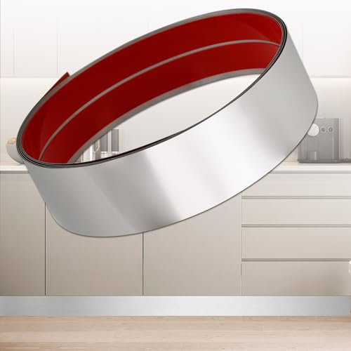 Stainless Steel Kick Plate, Peel and Stick Kickplate Base Cover, Baseboard Molding Trim for Wall, Door, Kitchen Cupboard, Dishwasher Toe - Anti-Scratch Protection (3m x 10cm, Shiny Silver)