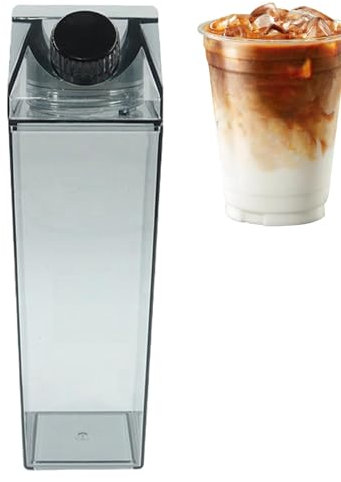 Vbnuyhim Envase de cartón de leche,Botella de agua de cartón de leche,Botella de cartón cuadrado reutilizable para café con leche | Vasos de botella de jugo, taza de cartón de leche en forma de cartón
