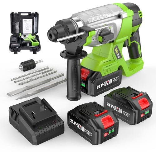 TaskStar Trapano a Percussione a Batteria: Trapano a Percussione Multifunzionali 4 in 1, Tassellatore a Batteria Efficiente e Portatile con Batterie da 2*4.0AH e Caricabatterie per Progetti fai da te