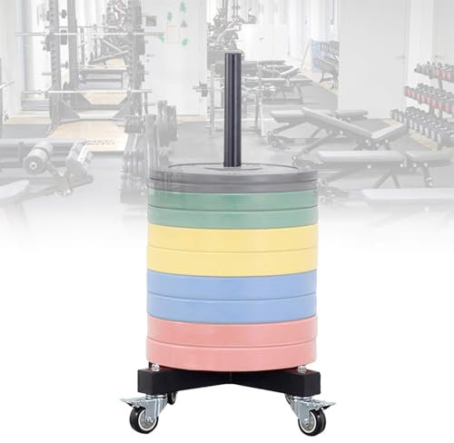 HEAXIY Barbell Plate Rack with Pulley, Gym Steel Durable Mobile Weight Plate Storage Rack, Home Dumbbell Racks Apply to 50mm Bumper Plates