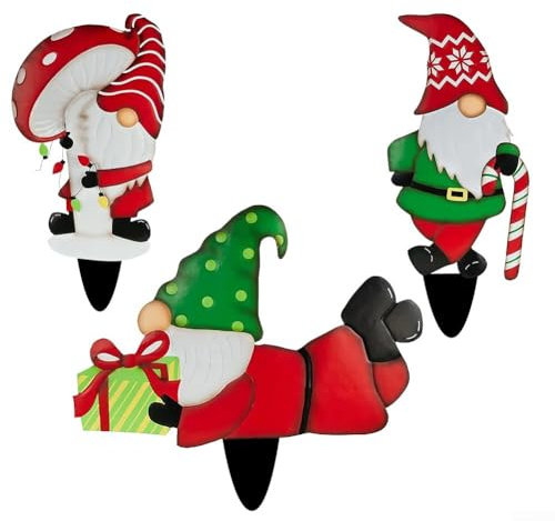 Lot de 3 nains de jardin fantaisistes en métal, parfaits pour ajouter du caractère à votre cour et pour les espaces extérieurs (1)