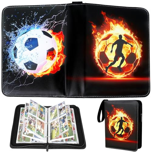 Zouboto Sammelalbum Fußball Karten,50 Seiten 400 Karten Karten Sammelalbum Album,Tragbarer Wasserdichter,Karten Ordner mit Reißverschluss,Geburtstagsgeschenke für Kinder