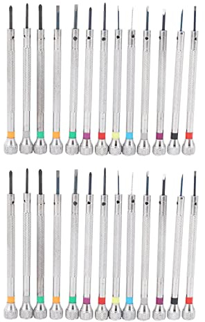 MQODLFP 0.6mm-2.0mm 26Pcs New Watchmakers Screwdrivers Set Watch Glasses Flat Blade Assort Slotted Flat Screwdrivers Set