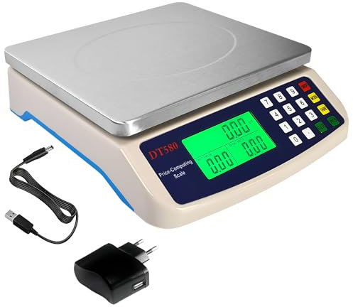 Báscula de Cocina Digital Grande Peso 40kg Acero Inoxidable Balanza Electrónica Precision 1g Función Tara Recuento de Piezas Para Alimentos Hogar Repostería Pesaje de Bascula