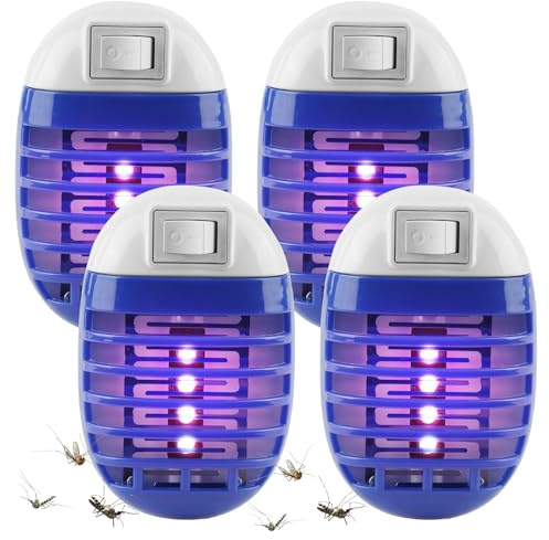 Lot de 4 Lampes Anti-moustiques, piège à Insectes électrique, Lampe Anti-moustiques Non Toxique, idéale pour Une Utilisation intérieure dans Les Chambres, Cuisines et Bureaux, Bleu foncé