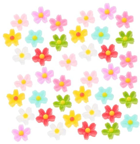 ERINGOGO 50stücke Kleine Blumen Anhänger Aus Kunstharz Blumenanhänger Mit Flacher Rückseite Cabochons Für Damen Und Miniatur-bastelverzierungen Für Diy-schmuck Und Ohrringe