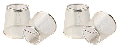 Janasiba 4 Pack Clip auf Gaze Kronleuchter Lampen Schirme Kleines Aufrechtes Wand Kerzen Licht Lampenschirm (Gold)