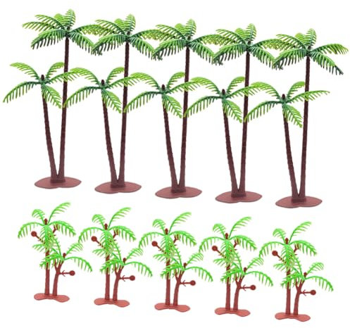 10 Stück kleine grüne Kunststoffpalmen Palmen Palmblatt Kuchen Topper Kokosnussbaum Cupcake Topper Miniatur-Baummodelle Figuren Modellbau Landschaft Miniaturen Strand Thema Geburtstag Kuchen