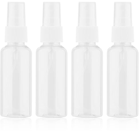 Yukaiwn Sprühflasche Klein, 4 X 50ml Spray Bottle, Transparente Leer Feinen Nebel Sprayflasche Leer Kleine Sprühflaschen Zum Befüllen mit Reinigungsbürste für Parfüms Wasser Alkohol