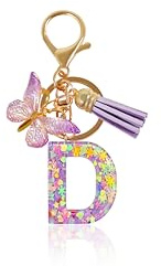 Macamolly Schlüsselanhänger Buchstabe A – Personalisierte Geschenke für Mädchen: Anfangsbuchstaben-Schlüsselbund mit Schmetterling als Geschenk für Teenager-Mädchen, Kinder, Frauen