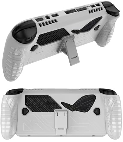 GIOPUEY Hülle Kompatibel mit ASUS ROG Xbox Ally/Ally X 2025 - mit Ständer - PC-Abdeckung & weicher TPU-Rahmen - Airbag Sturzschutz - White