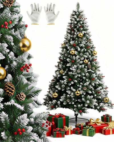 180cm Künstlicher Weihnachtsbaum, Tannenbaum mit 800 PVC Spitzen & Metallständer & Schnee, Schnellaufbau, für Zuhause Büro Geschäfte Weihnachten Dekoration