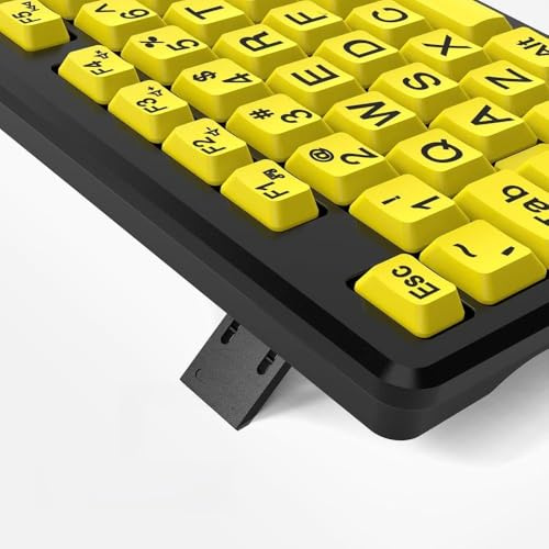 ERYUE Wired Large Character Yellow Keyboard for Elderly Quiet Typing for Mac OSX Plug-and-Play Keyboard Large Key Design Users
