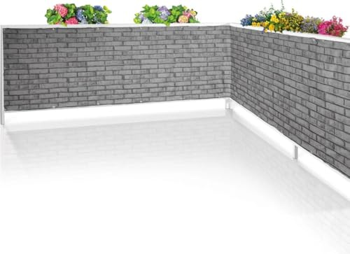 Florabest Brise-vue pour balcon 500 × 90 cm – Brise-vue balcon ornementale design en pierre – Polyester résistant aux intempéries et aux UV – Toile d'intimité indéchirable pour balcon, jardin