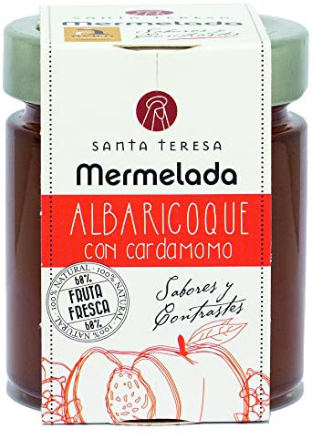 Santa Teresa - Mermelada Sabor Albaricoque Con Cardamomo. Sin Conservantes Ni Aditivos. Sin Gluten - Formato En Tarro De Cristal 240 Gramos