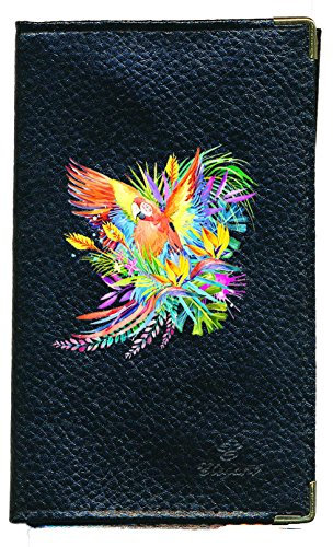 Syl'la Protection Porte Carte Grise papiers Voiture permis Noir en Cuir pour Femme (Perroquet)