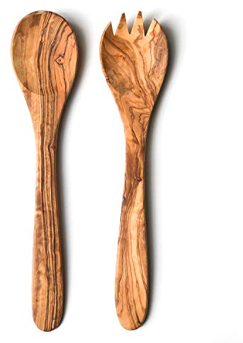 traditionnel en bois d'olivier Couverts à salade – Longueur 30 cm