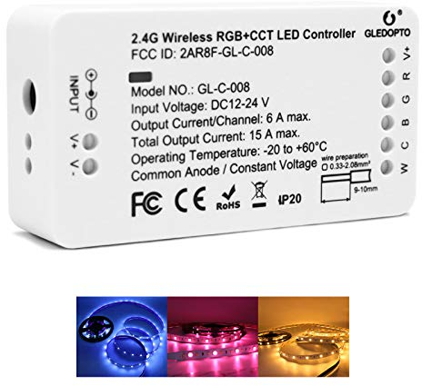 LED Strips Controller Zigbee RGB CCT 1ID Smart Dimmer Compatible with Zigbee Hub Such as Smartthings Smart Phone App Control Voice Control, for DC12-24V LED Strip Lights (Hub Required)