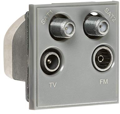 Quadplexed SAT1/SAT2/TV/FM DAB Outlet Module 50 x 50mm - Grey