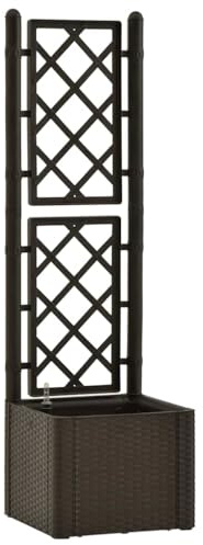 vidaXL Arriate con Enrejado y Sistema de Riego Automático Pérgola Jardinera Macetero Flores Bandeja Plantas Jardín Porche Decoración Patio Moca