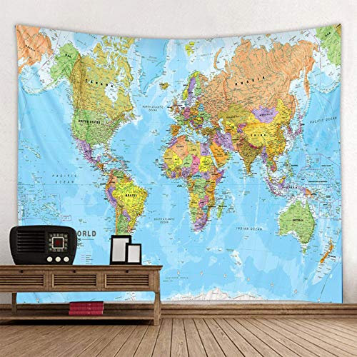 WAXB Tapiz Papel Tapiz De Mapa De Pared Hippie Psicodélico, Papel Tapiz Decorativo para Pared, Alfombra, Sábana, Decoración del Hogar Hippie Bohemio