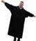 Moosth Übergroße Sherpa tragbare Decke Hoodie Geburtstagsgeschenke für Männer und Frauen lange weiche Flanell Plüsch Decke Sweatshirt 119 cm (Schwarz)