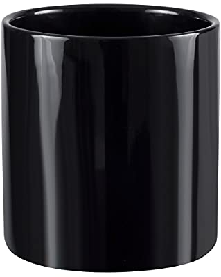 Prosperplast Pot de fleurs cylindrique en céramique Noir brillant 8 x 8 cm