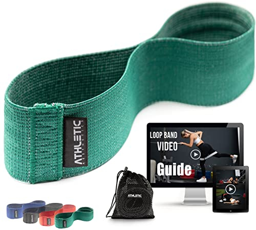 ATHLETIC AESTHETICS Premium Stoff Fitnessbänder [Textil Fitness Band (bunt) Einzeln & als Set + Tasche und Videokurs] Miniband Fitnessband Trainingsband - Sport Bänder Resistance Bands für Booty