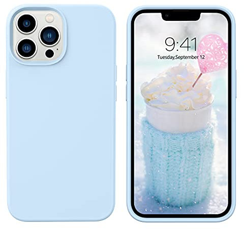 DUEDUE Silicone Case for iPhone 13 Pro Max, Enhanced Camera Protection Shockproof Liquid Silicone Soft Gel Rubber Full Body Protective, Ultra Slim Phone Cover for iPhone 13 Pro Max 6.7 inch, Blue