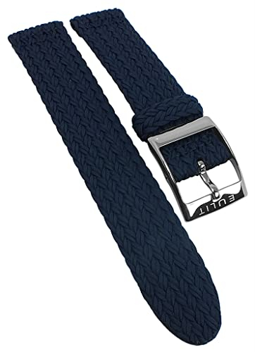 Eulit Perlonband Zweiteliges Band, geflochten - Uhrenarmband 20mm 28932S, Farbe:dunkelblau
