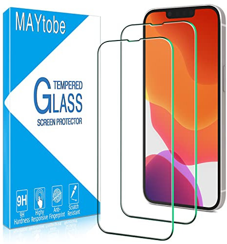 MAYtobe 2 Pièces Verre Trempé pour iPhone 13, 13 Pro, iPhone 14 Film Protection écran Sans Bulles, Dureté 9H, Anti-Rayures, Anti-Empreinte, Haut Définition Vitre Protection